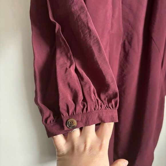 Whistles NWT Burgundy Enora Dress Size Medium Relaxed Fit Long Sleeve Pockets - Picture 6 of 10